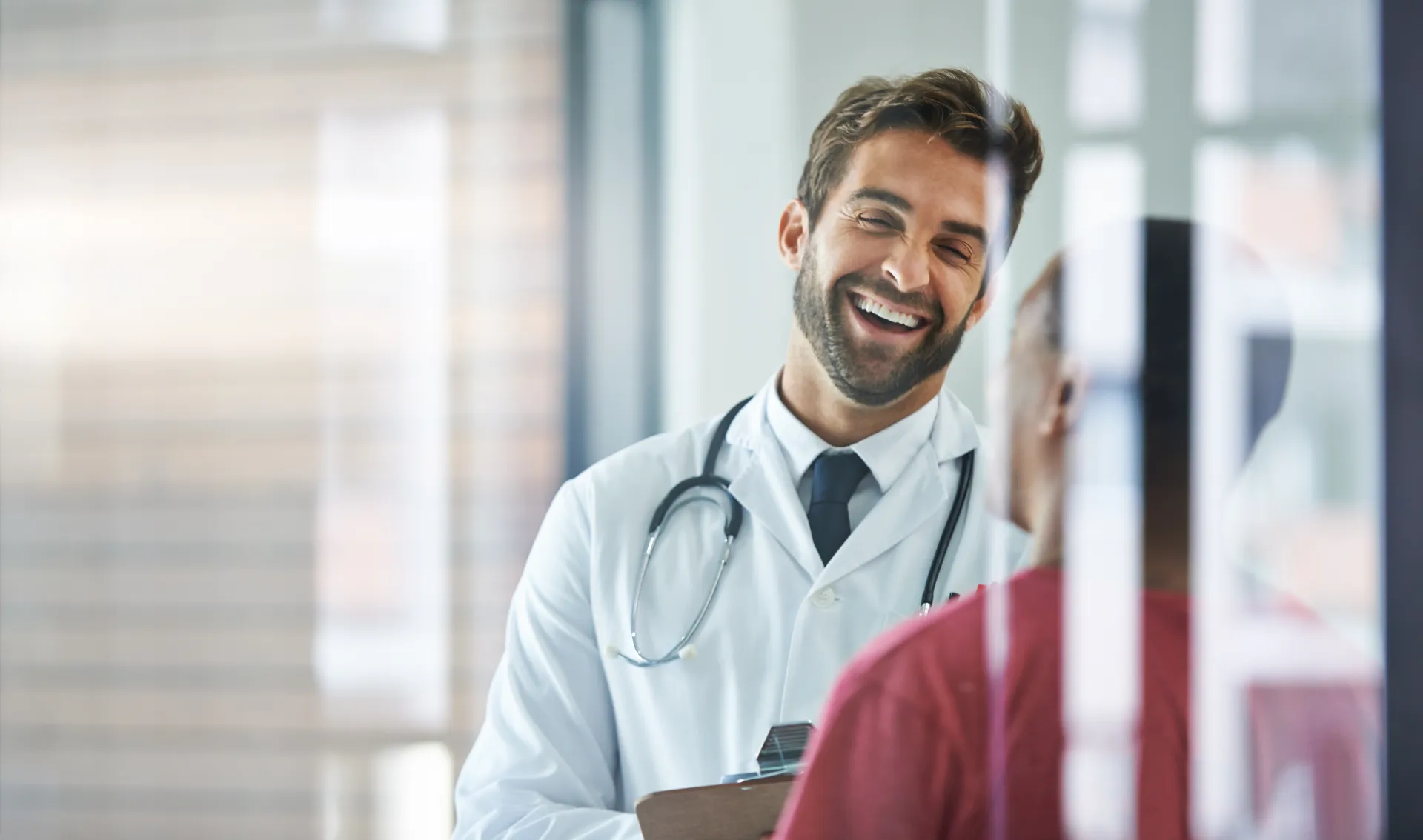 Confident physician in a modern healthcare facility